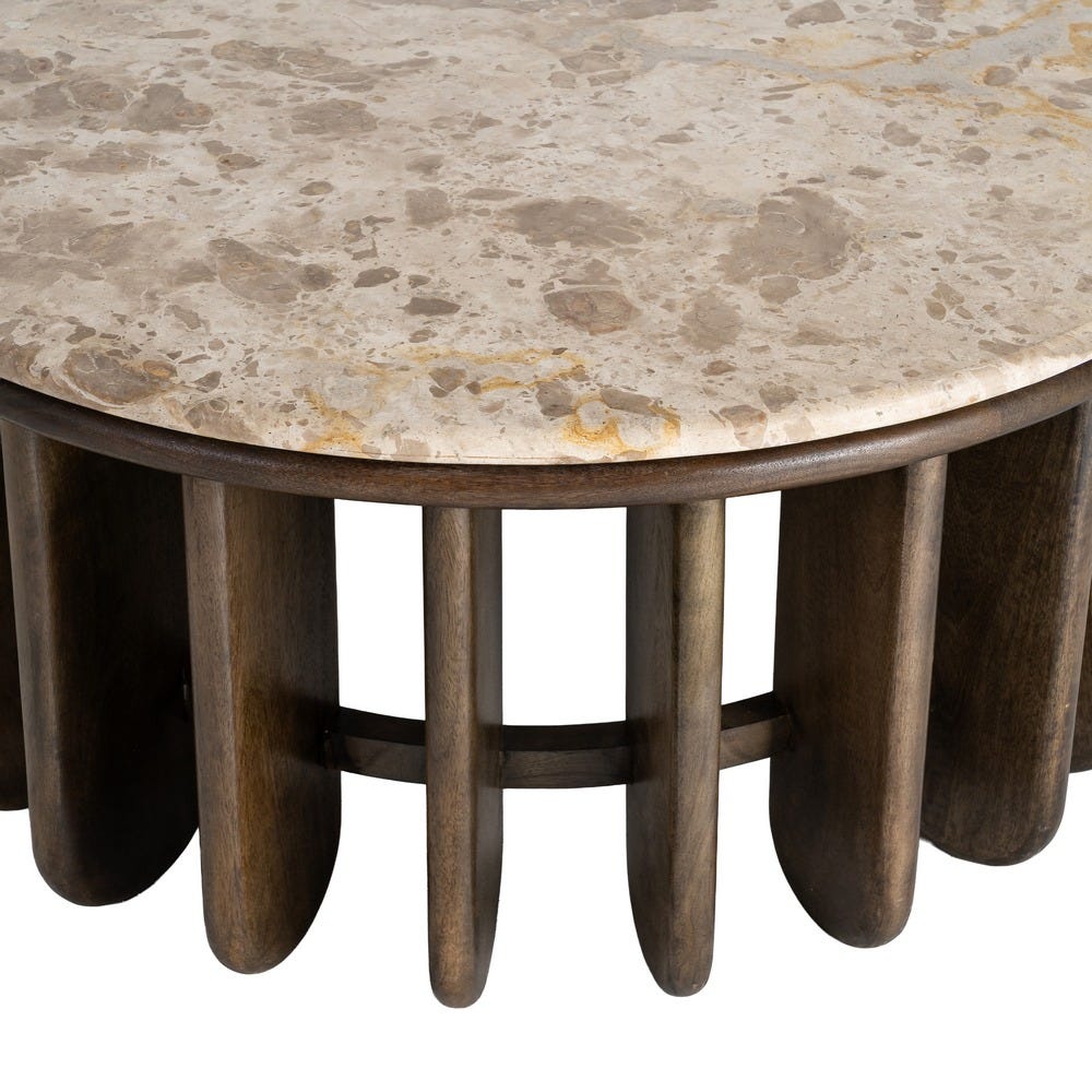 Table Basse Ronde Bois Marbre Ixia 90cm – Image 7