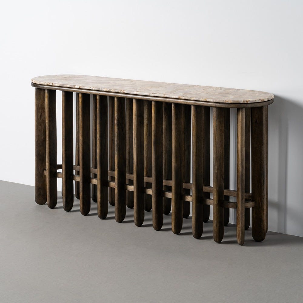 Console Bois Manguier Et Marbre Ixia 160cm – Image 10