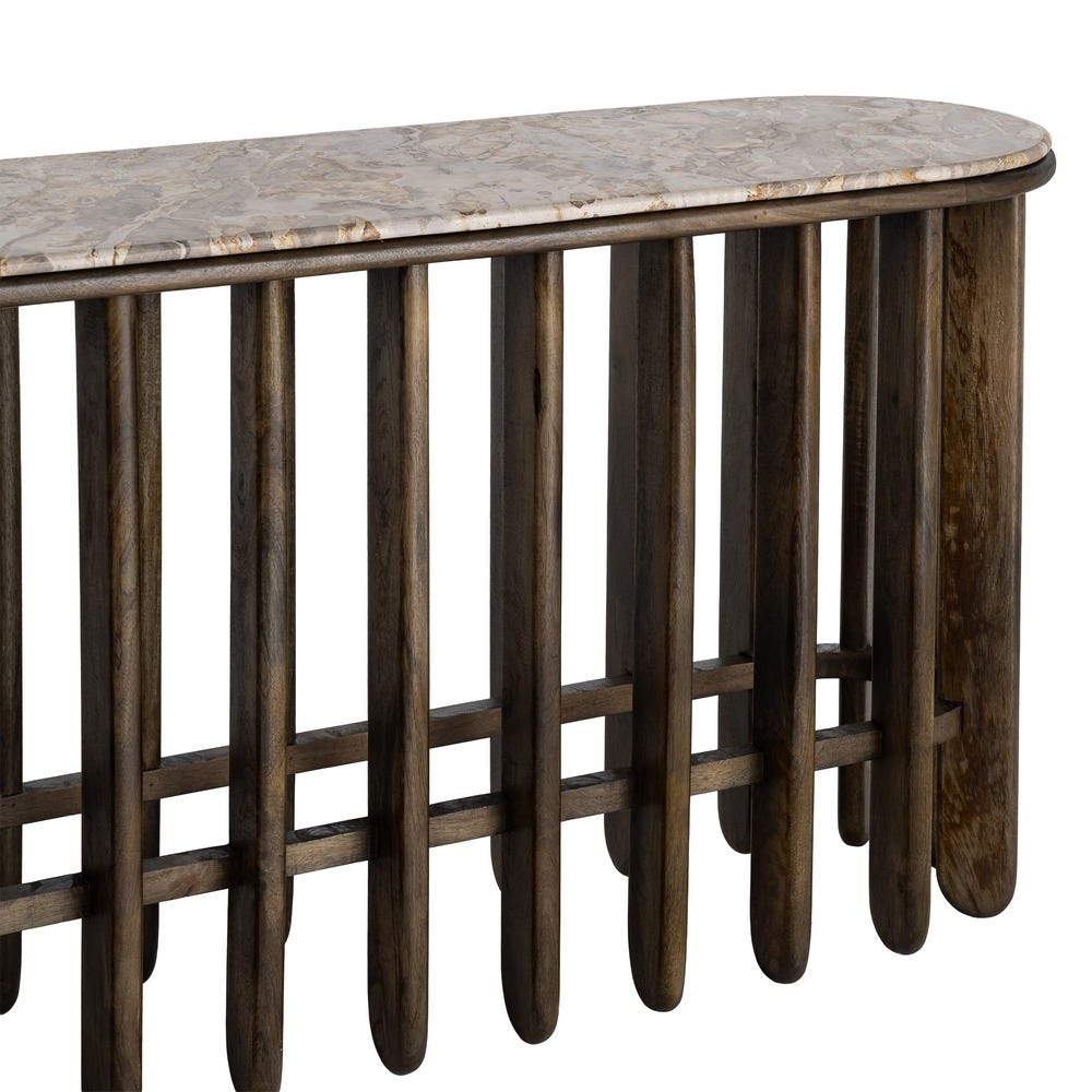 Console Bois Manguier Et Marbre Ixia 160cm – Image 2