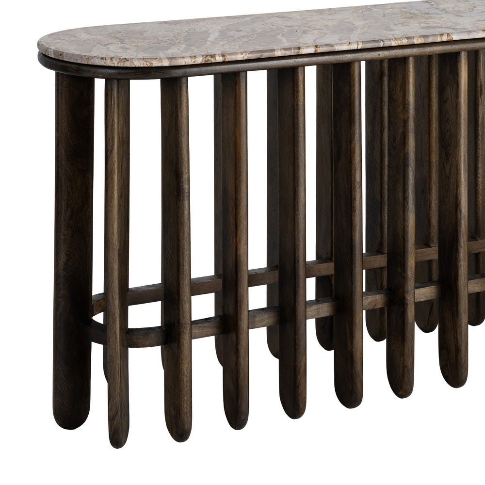 Console Bois Manguier Et Marbre Ixia 160cm – Image 3