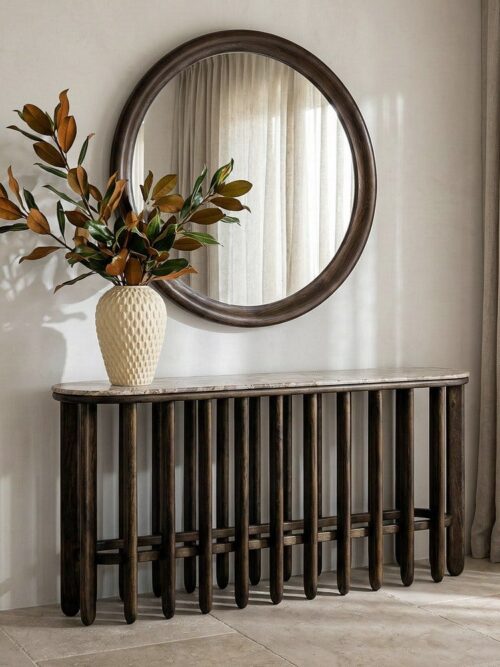 Console Bois Manguier Et Marbre Ixia 160cm