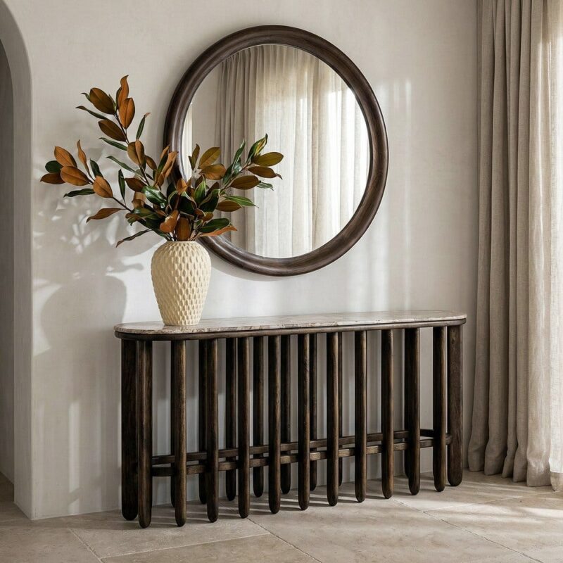 Console Bois Manguier Et Marbre Ixia 160cm