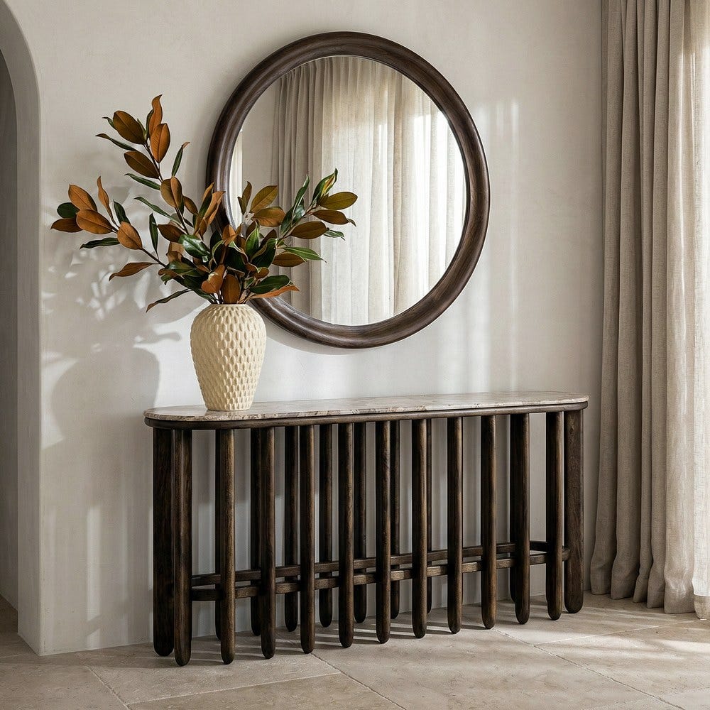Console Bois Manguier Et Marbre Ixia 160cm