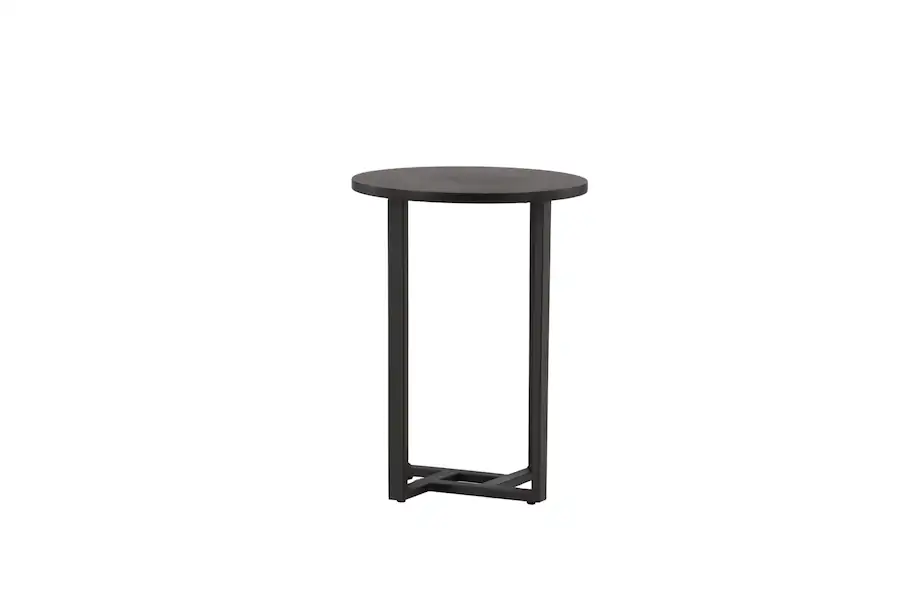 Bout de canapé rond noir sur fond blanc