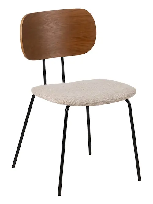 Lot de 4 : Chaise tissu crème et bois Ixia 48 cm