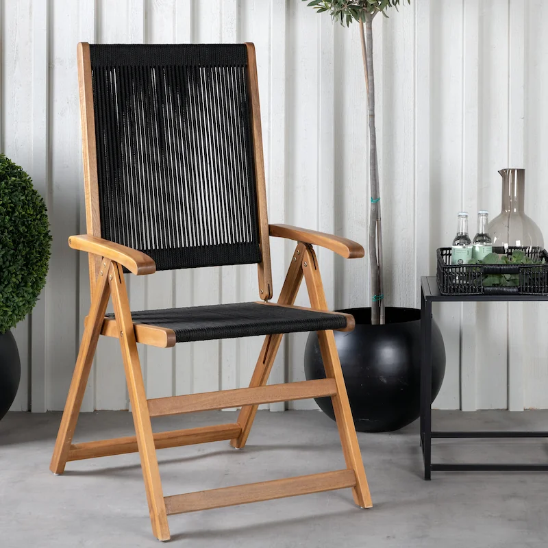 Assise et dossier en corde noire tressée de la chaise