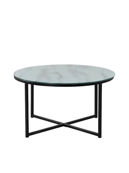 Table basse acier et verre blanc Venture Home 80 cm