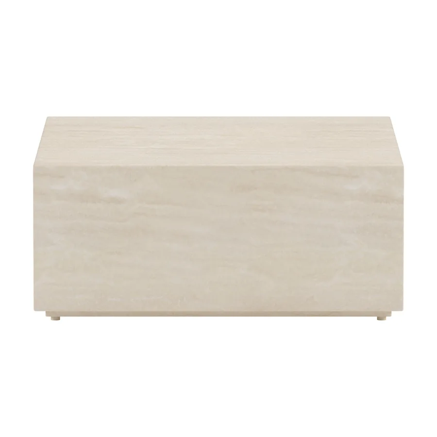 Table basse d'extérieur Lissabon beige en forme de bloc, vue de trois quarts