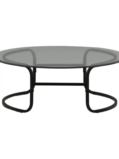 Table basse ronde en verre pieds noirs 110 cm Lomma