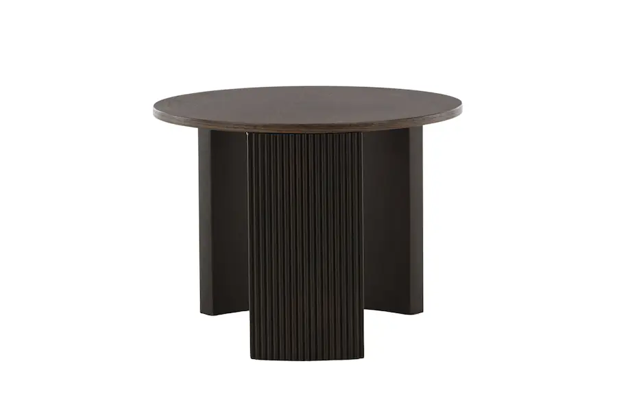 Table basse ronde moka sur fond blanc