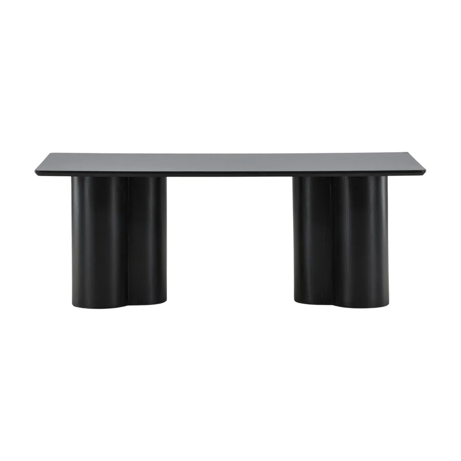 Table basse Olivia noire sur pieds lobés, vue de face