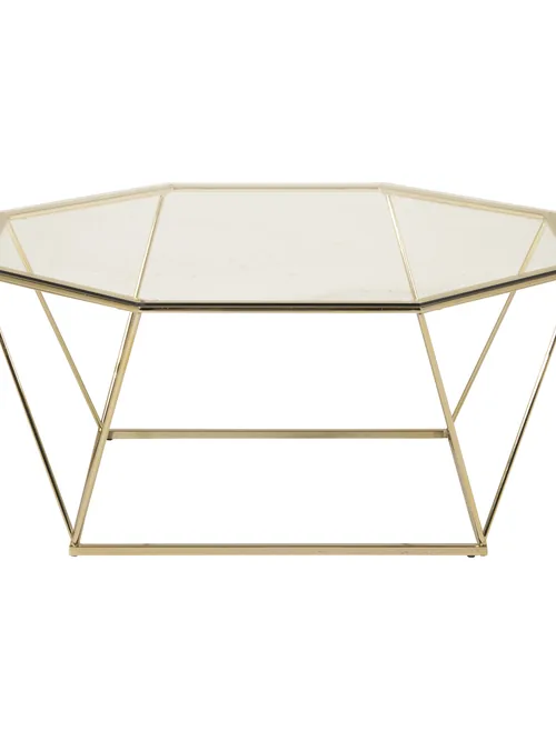 Table basse octogonale en verre pieds dorés 100x100 cm Österlen