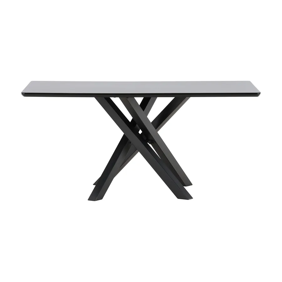 Table basse Piazza noire sur piètement croisé en X, vue de face