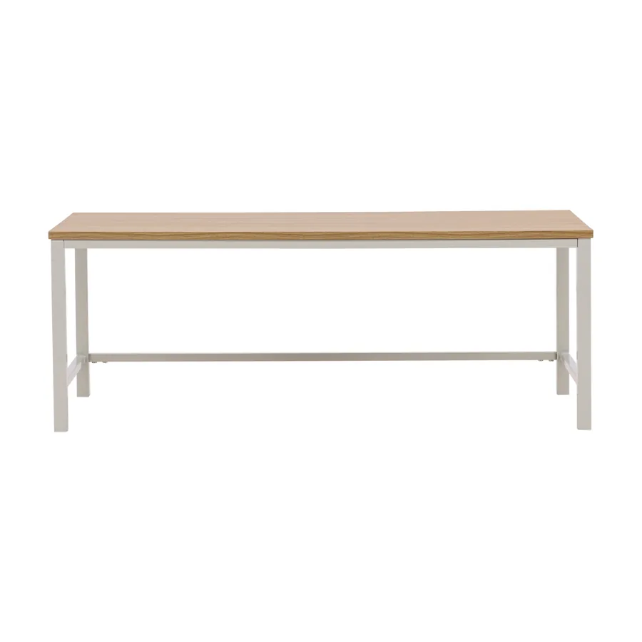 Table basse Rise, plateau bois clair sur cadre en métal grège, vue de face