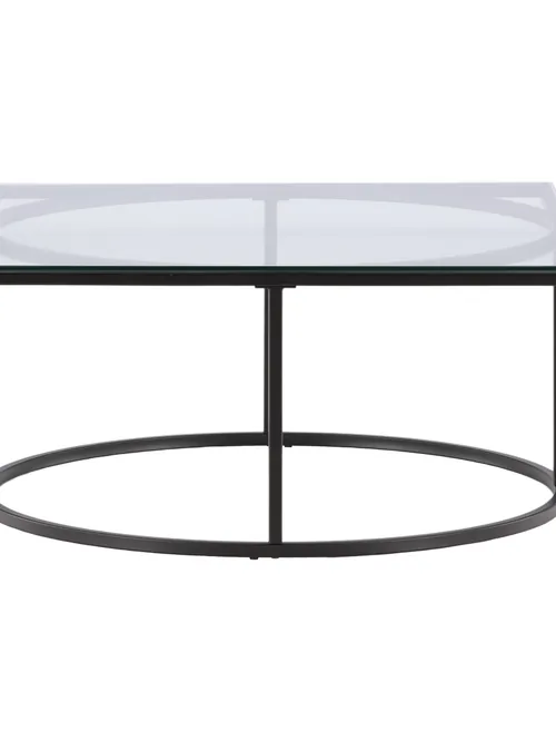 Table basse carrée en verre pieds noirs 90x90 cm Skanör