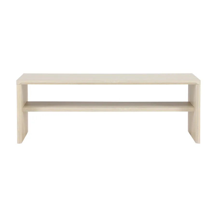Table basse Telemarket bois blanchi à étagère basse, vue de face