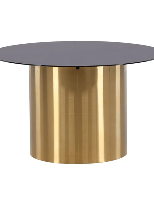 Table basse ronde noire en verre 80 cm Ystad