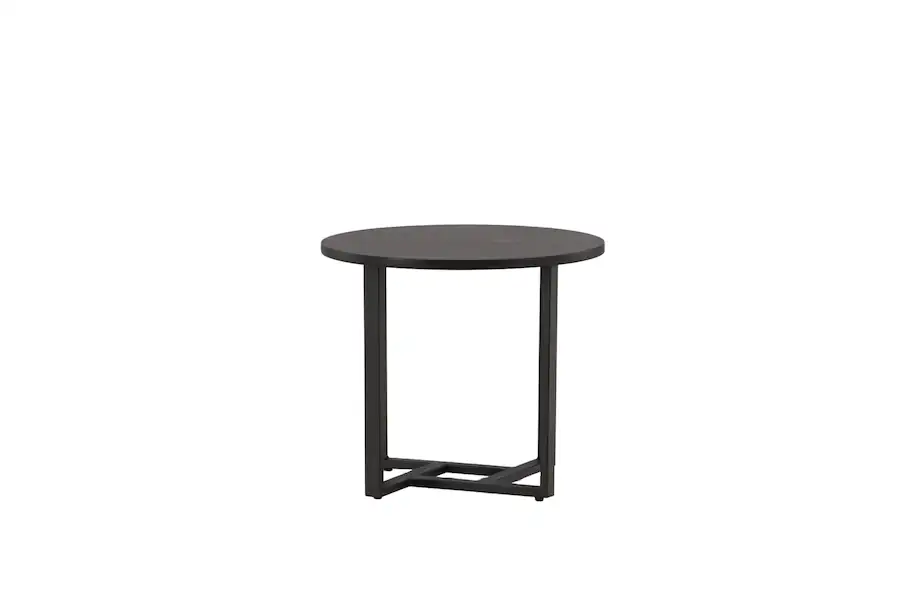 Table d'appoint ronde noire sur fond blanc