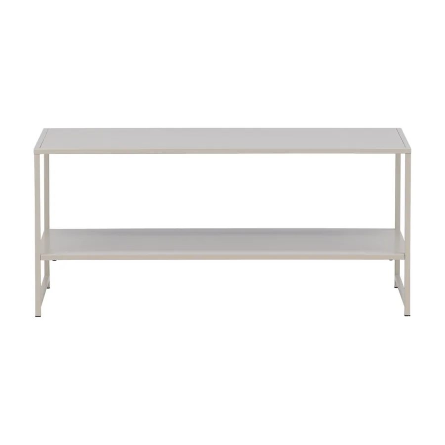 Table d'appoint Staal en métal beige à deux niveaux, vue de face