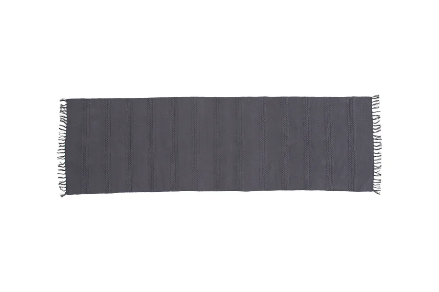 Tapis gris anthracite en coton et laine, vue d'ensemble