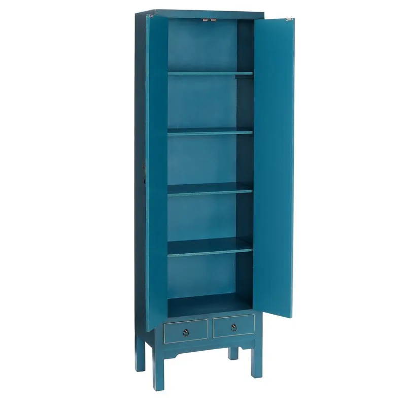 Armoire Haute Teinte Bleu Profond Fermoir Laiton Ixia 185cm
