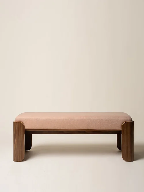 Banc Jodie en tissu chiné et bois – Athezza