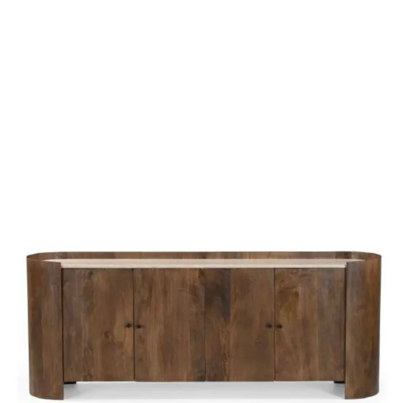 Buffet 4 portes Bertille en manguier et marbre