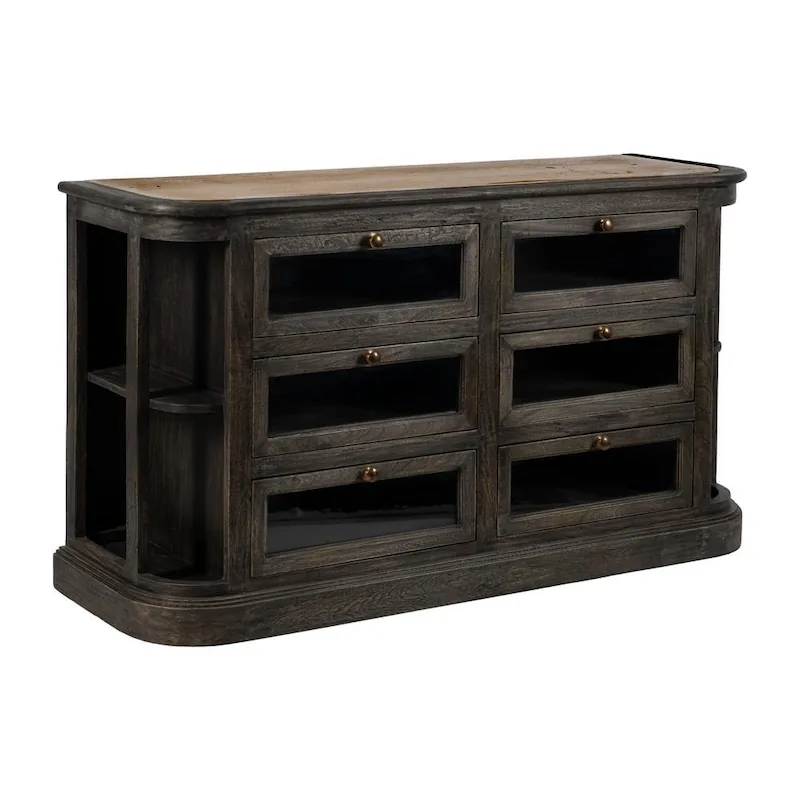Buffet Manguier Marbre/bois Ixia 155cm, vue sur fond blanc