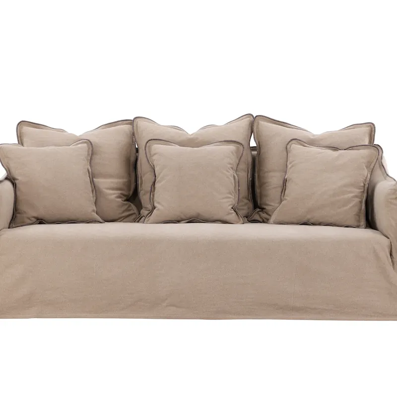 Canapé Oskarshamn 3 places en coton beige sable, vu de face