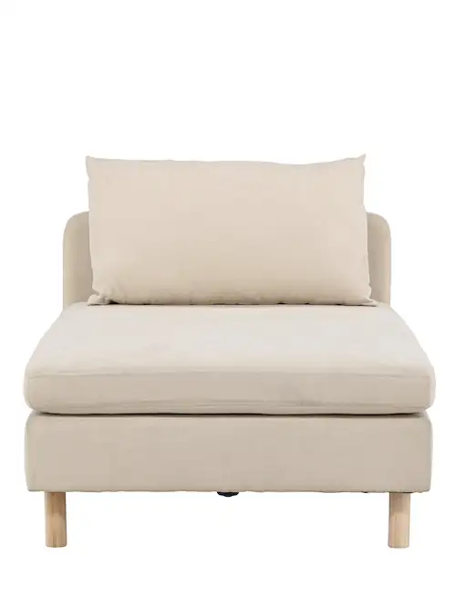 Module méridienne beige Zero à pieds en bois clair, 152 cm