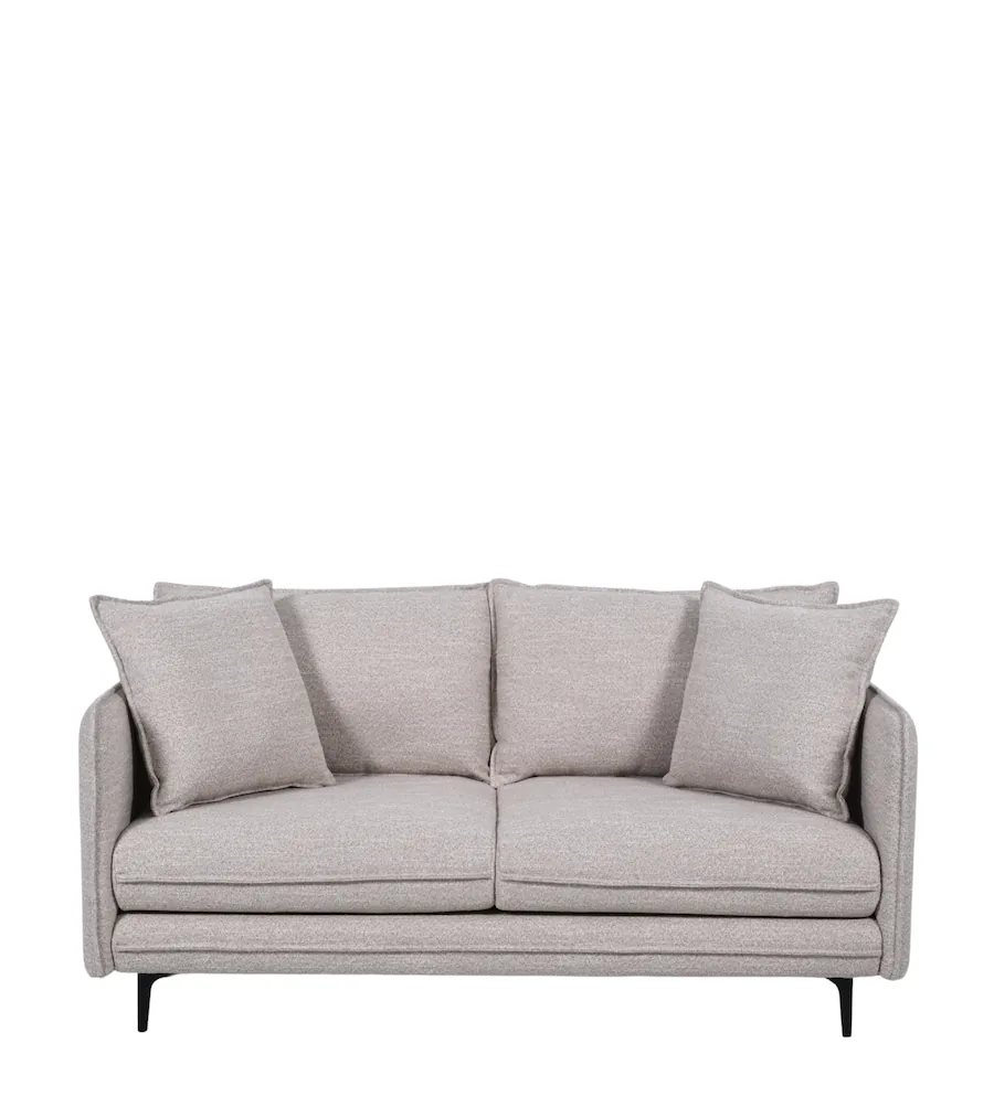 Canapé 2 places Modène en tissu, pieds en métal noir – Athezza beige clair chiné
