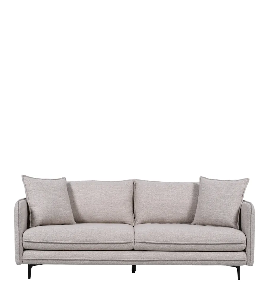 Canapé 3 places Modène en tissu, pieds en métal noir – Athezza beige clair chiné