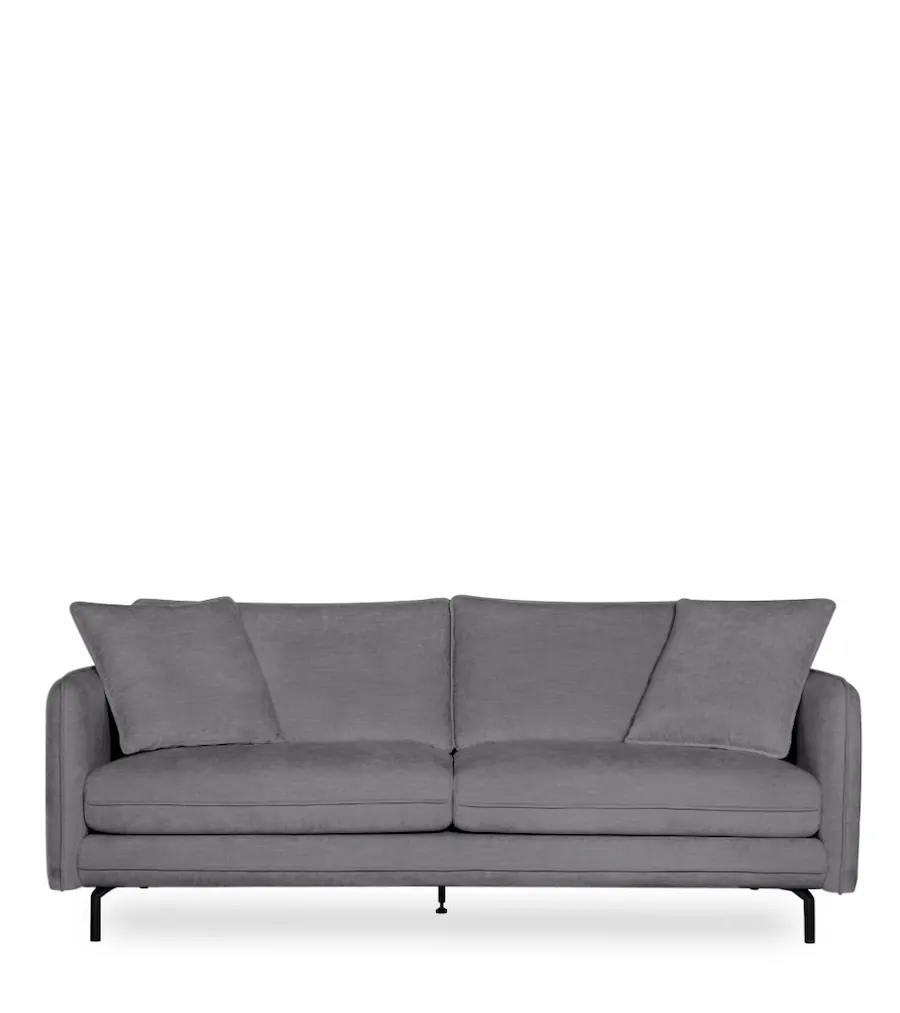 Canapé 3 places Modène en tissu, pieds en métal noir – Athezza gris