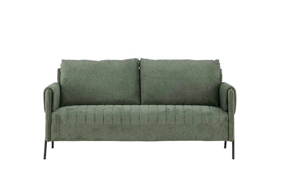 Canapé Indigo 2 places à pieds métal noir, 165 cm, vert sauge