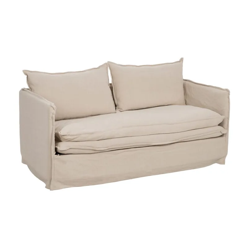 Canapé Housse Lin et Coton Double Assise Ixia 180 ou 210 cm