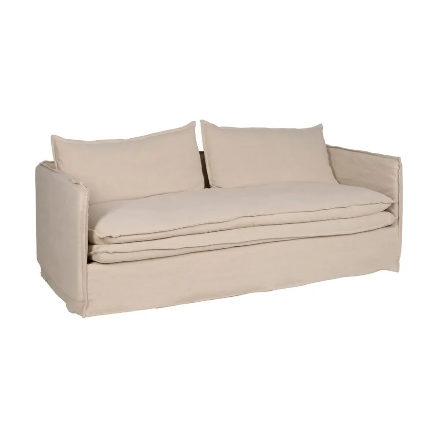 Canapé Housse Lin et Coton Double Assise Ixia 180 ou 210 cm