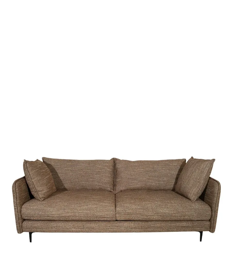 Canapé 3 places Modène en tissu, pieds métal noir – Athezza marron chiné