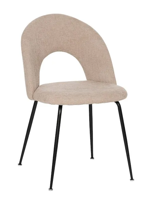 Lot de 4 : Chaise Tissu Chiné et Métal Ixia 49 cm - beige, vue sur fond blanc