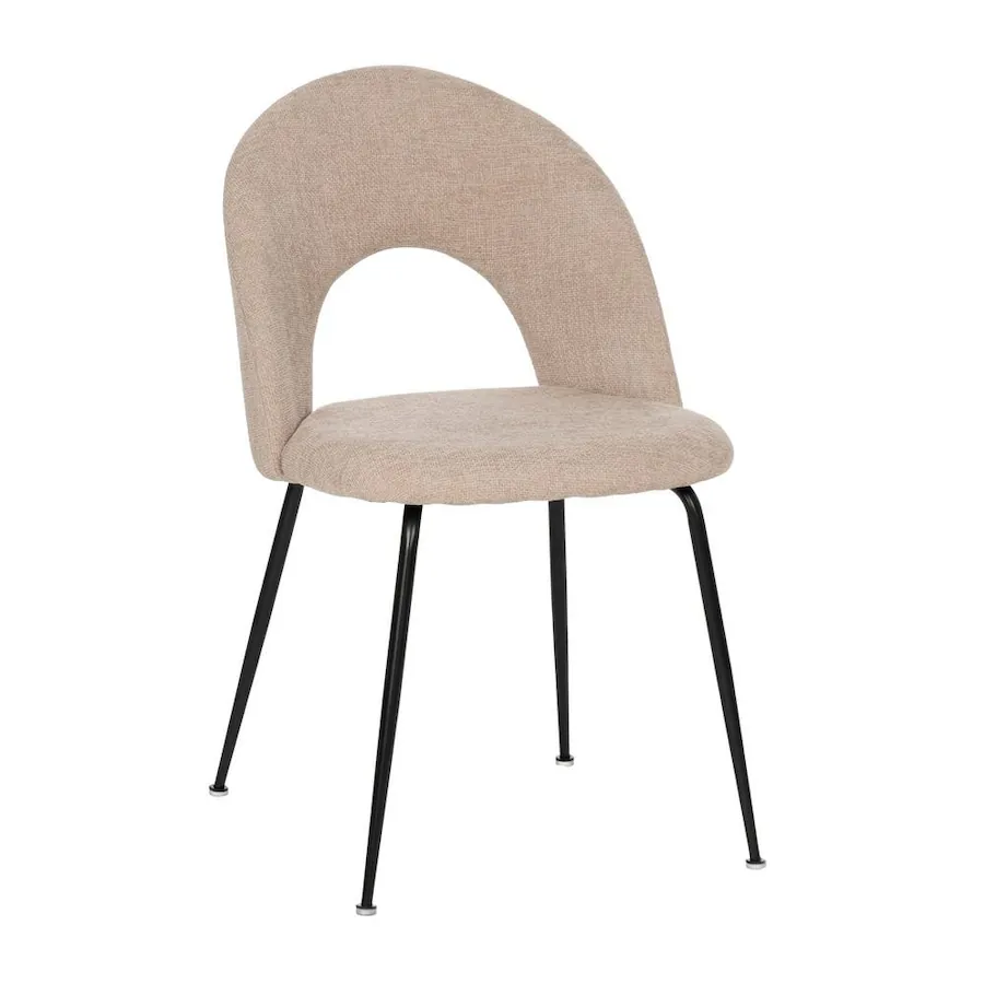 Lot de 4 : Chaise Tissu Chiné et Métal Ixia 49 cm - beige, vue sur fond blanc