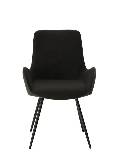 Fauteuil de table Rizzo en velours anthracite et métal noir – Athezza