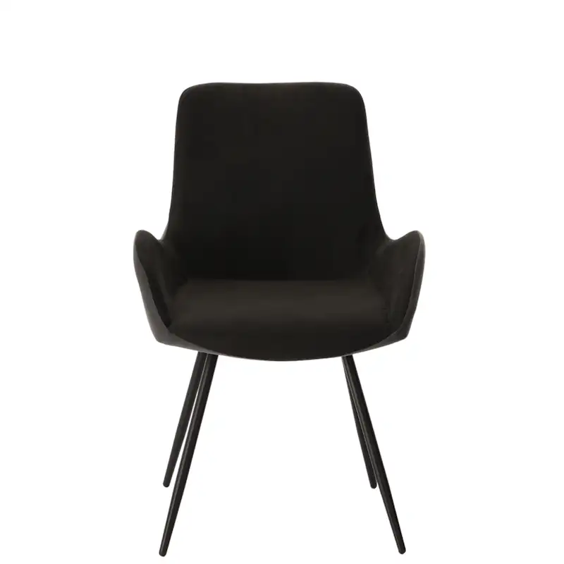 Fauteuil de table Rizzo en velours anthracite, coque à accoudoirs