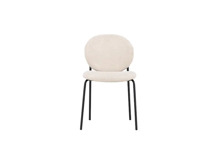 Chaise bouclette beige Venture Home à dossier ovale rembourré, vue de face