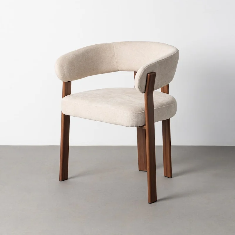 Chaise de salle à manger à accoudoirs et pieds en métal 63 cm