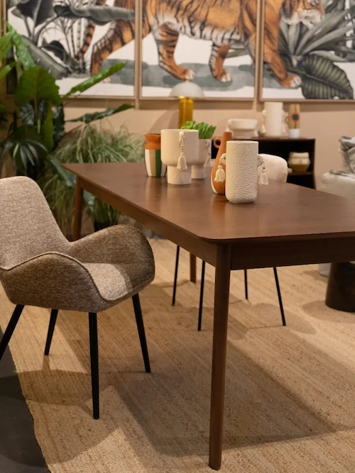 Fauteuil de table Trevise en tissu et métal – Athezza