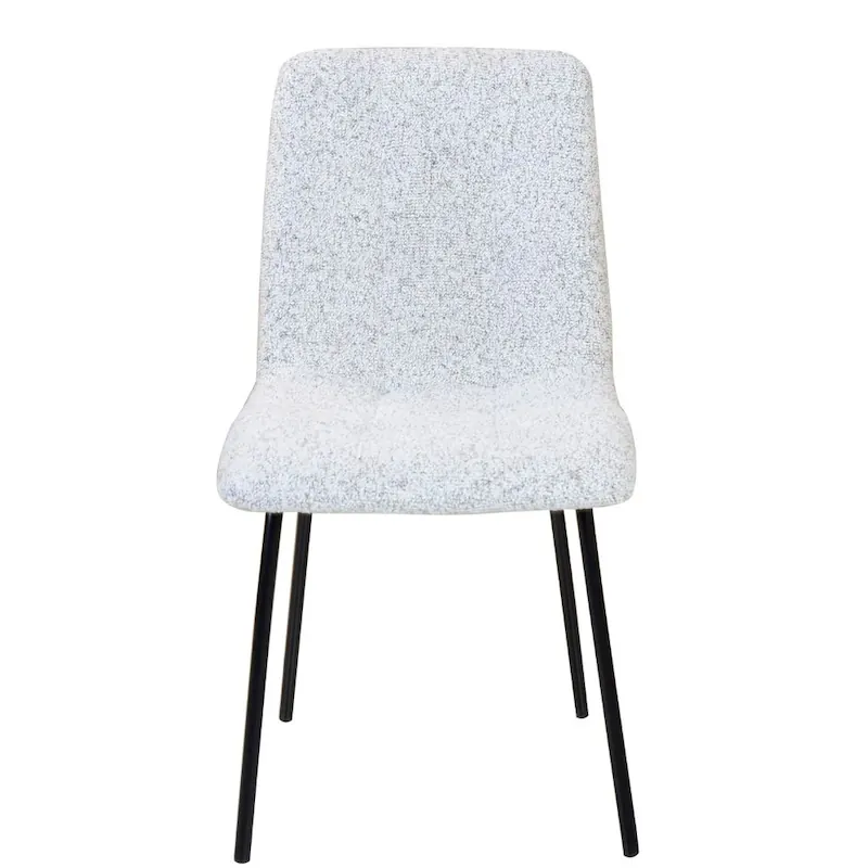 Chaise Liona d'Athezza en tissu chiné, vue de face sur pieds en métal noir