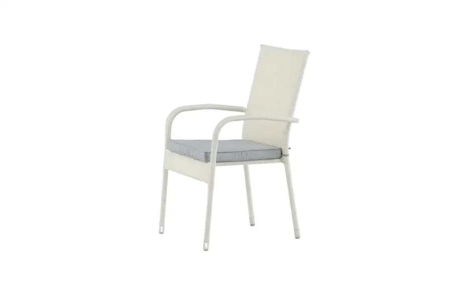 Lot de 2 : Chaise de jardin empilable Anna en résine tressée, 55 cm Blanc Cassé
