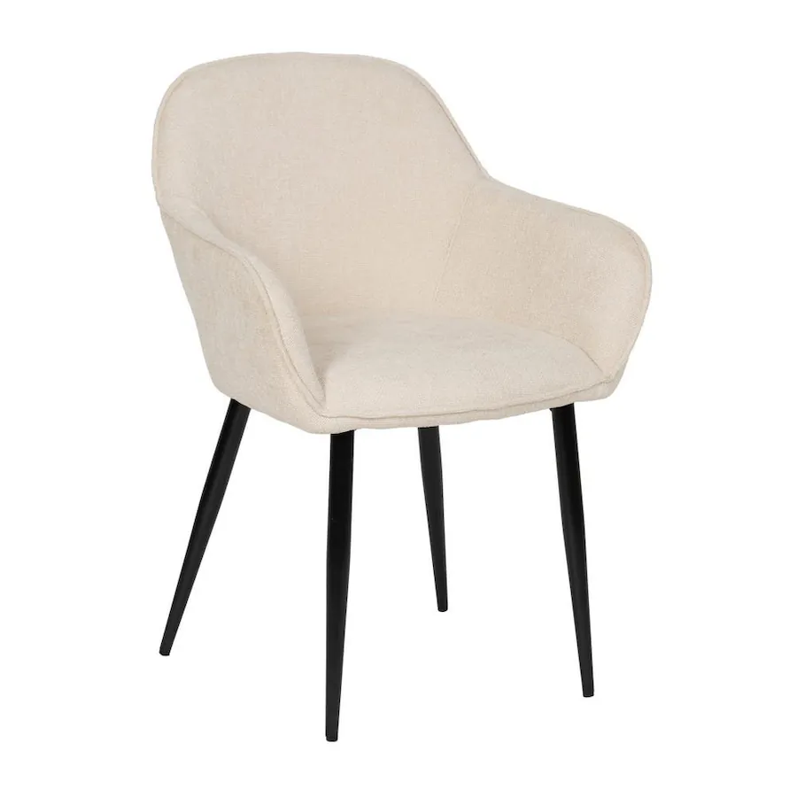 Lot de 2 : Chaise Tissu Chiné et Métal Ixia 61 cm - crème, vue sur fond blanc