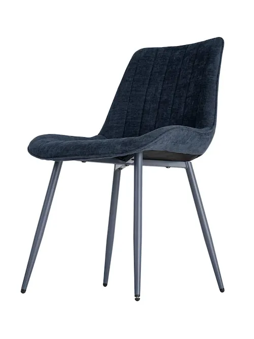 Lot de 4 : Chaise bleu nuit tissu chiné et métal Ixia 50 cm