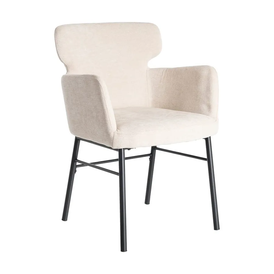 Lot de 2 : Chaise Tissu-Métal Ixia 59 cm - crème, vue sur fond blanc