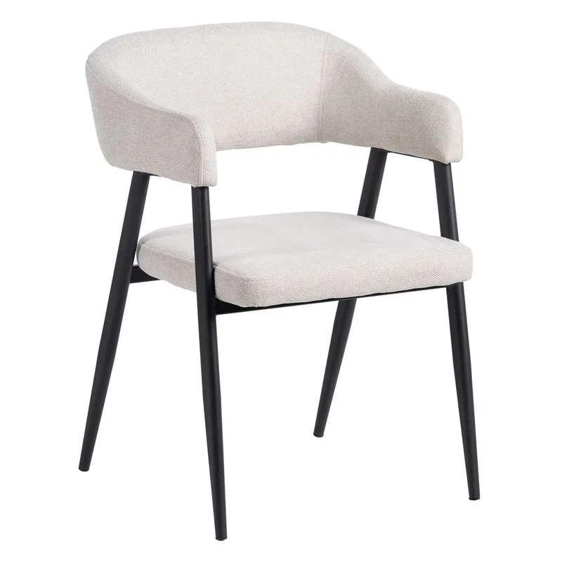 Lot de 2 : Chaise à Accoudoirs Tissu Pieds Noirs Ixia 56 cm
